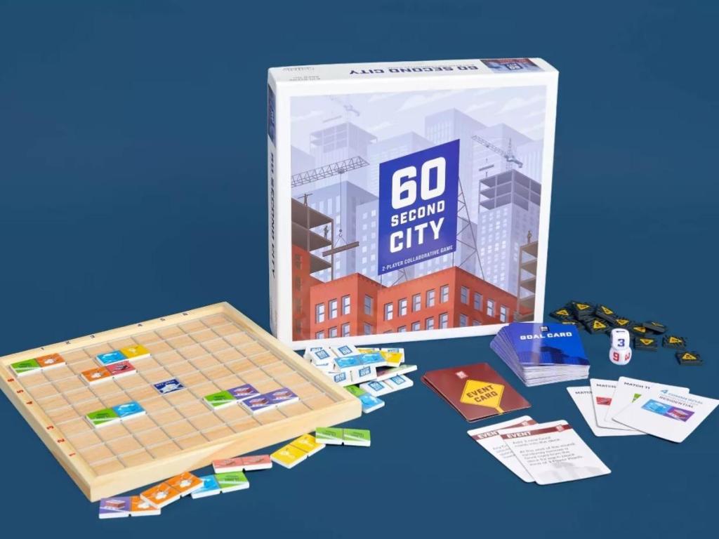 60 second city strategy board game with pieces