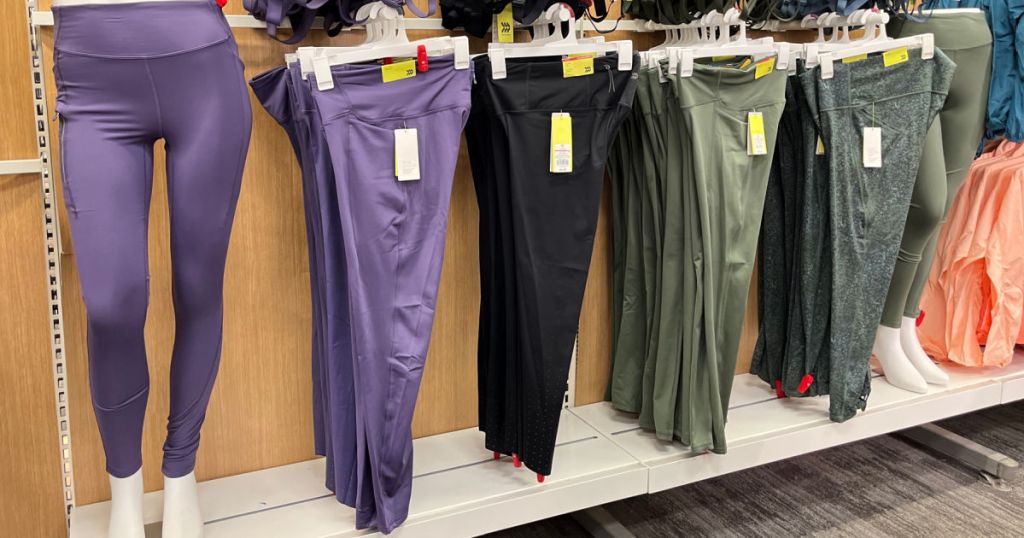 women's workout leggings on display 