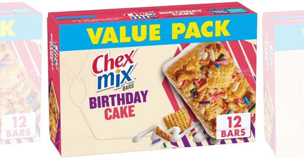 stock image of Chex Mix Snack Bars Birthday Cake flavor multipack