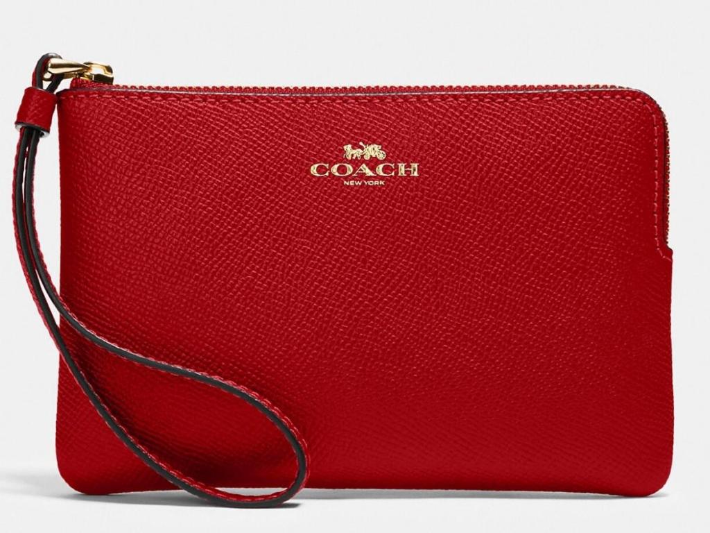 coach corner zip valentine's day wristlet