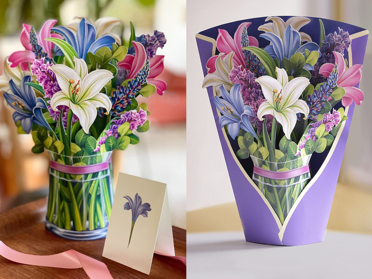 lillies Flower Arrangement Pop Up Cards