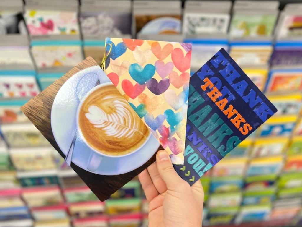 three hallmark cards in cvs store