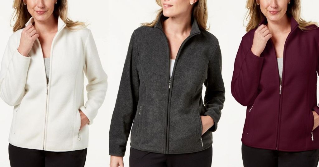 three women wearing jackets