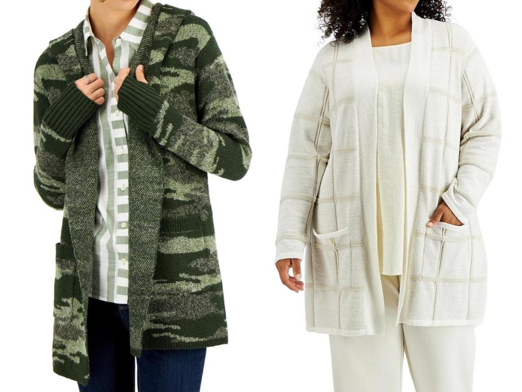 macy's petite camo print and plus size cardigans