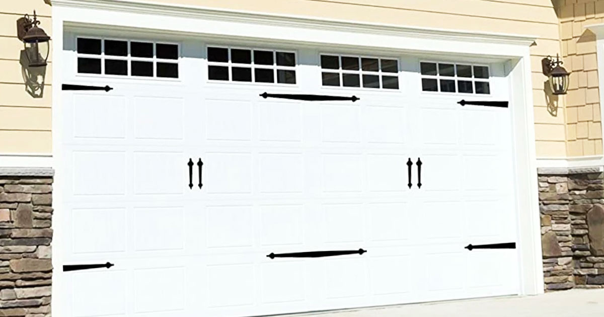 start a rental business loaning out your garage like this person who has a white garage door with black magnetic accents