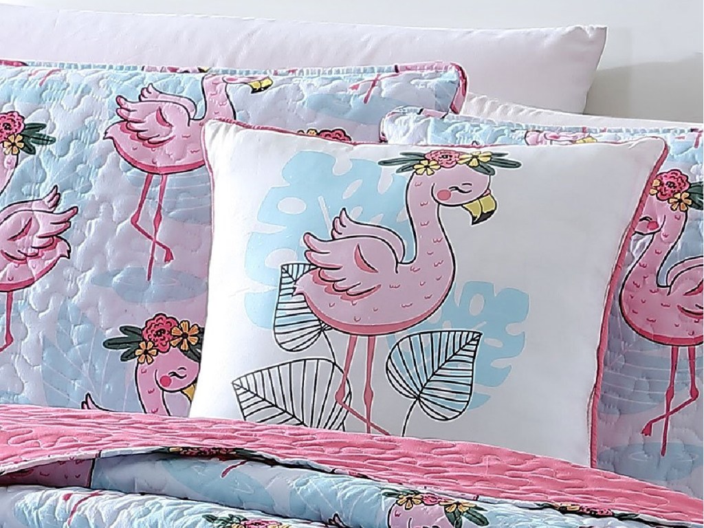 Mint & Blush Flamingo Quilt Set