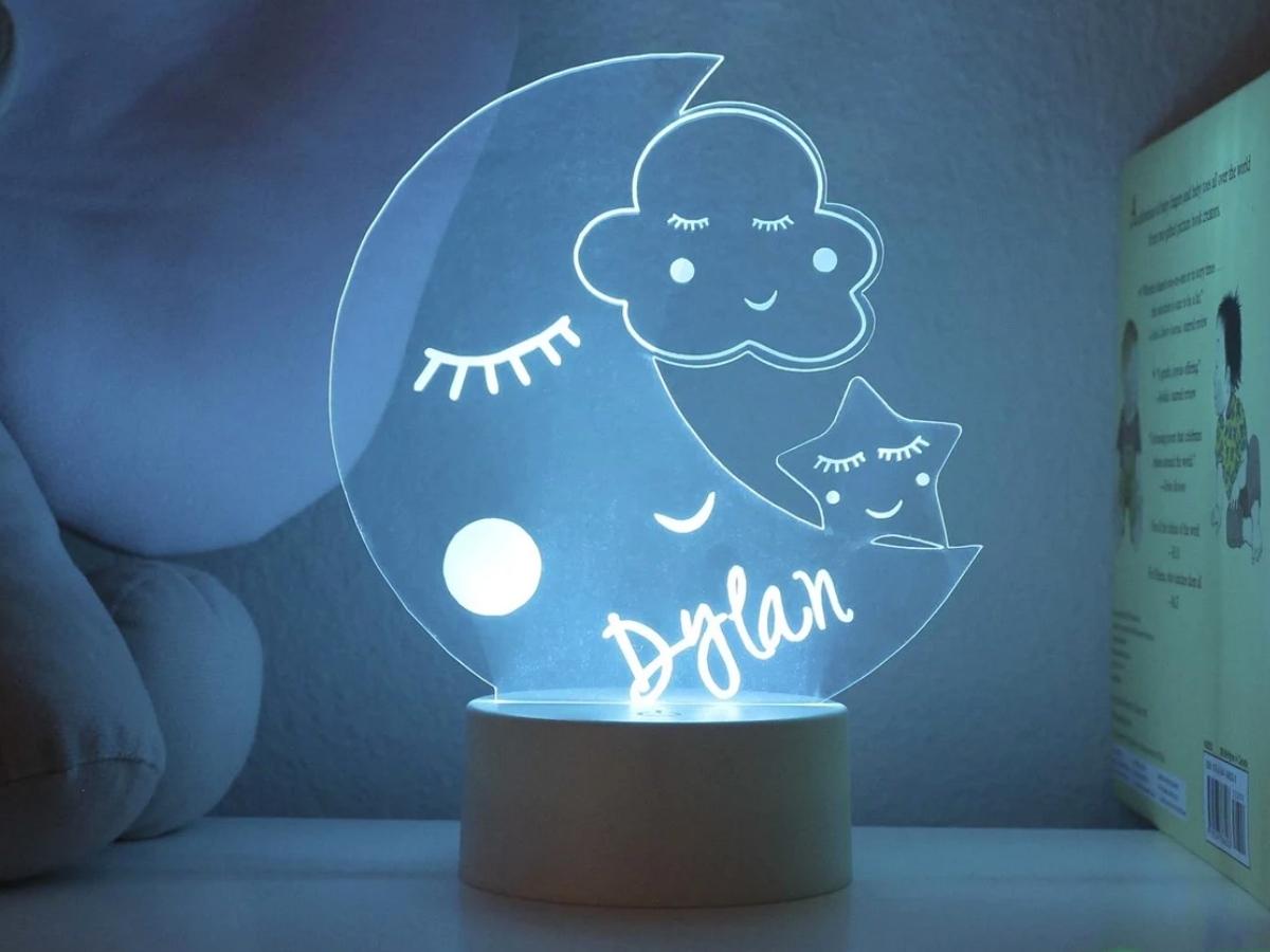 moon and clouds personalized night light