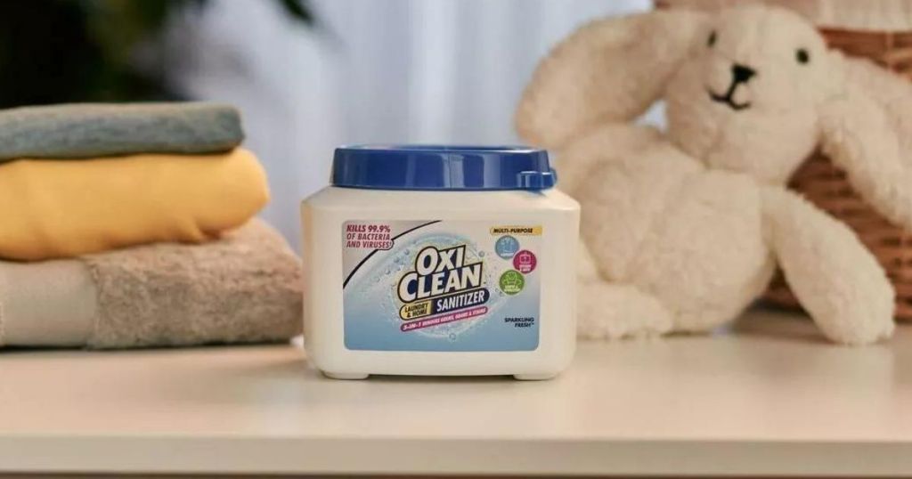 container of Oxiclean sanitizer
