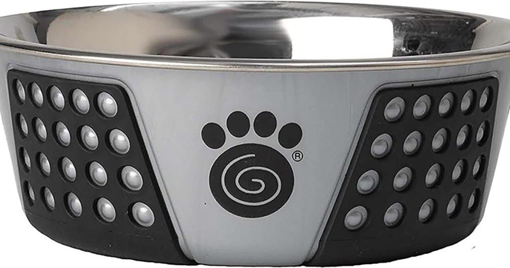 petrageous non slip stainless steel gray dog bowl