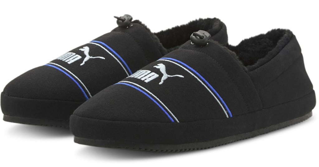 black puma slippers