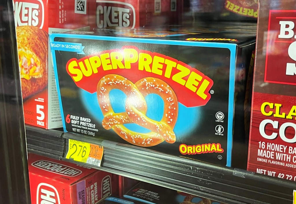 superpretzel box on freezer shelf