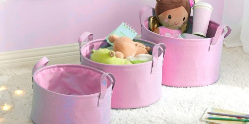 Glittery Storage Bins 3-Pack Only $8.50 on Walmart.com | Great for Kids’ Rooms