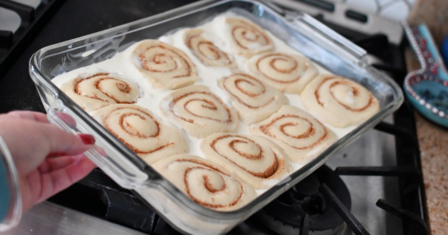 adding cream to frozen cinnamon rolls when baking