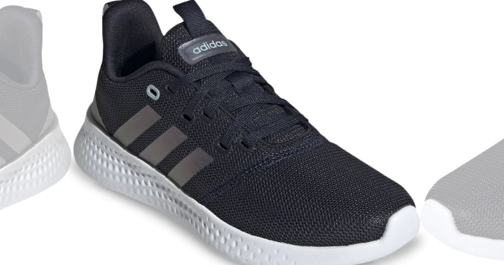 black shoe with stripes on the side 