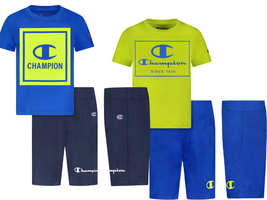 2 sets of boys shirts and tees in matching colors