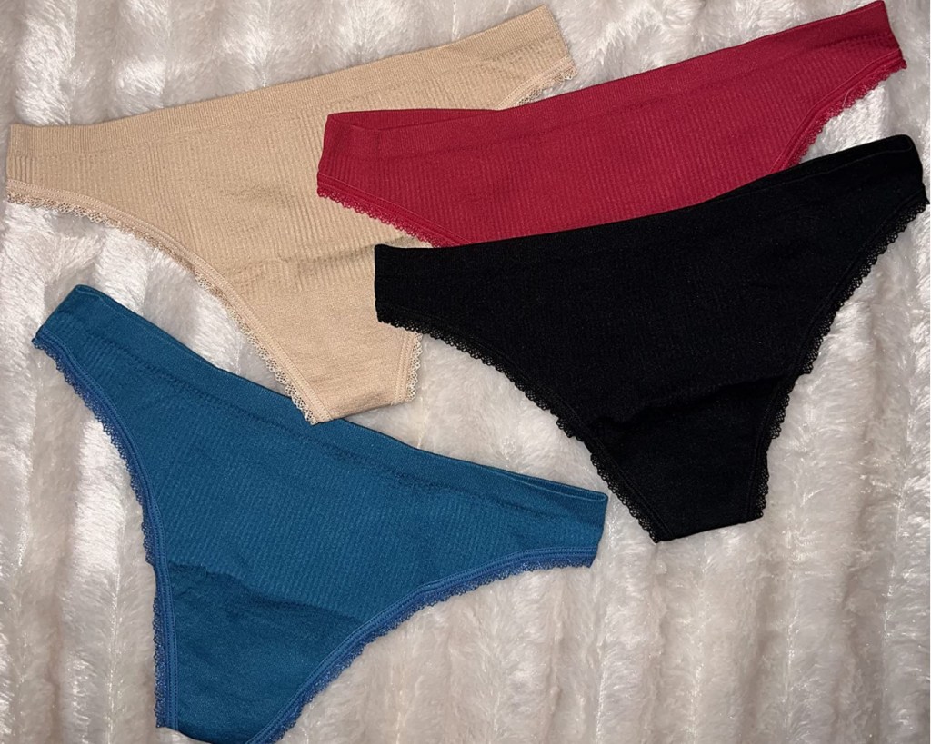 colorful ribbed thongs