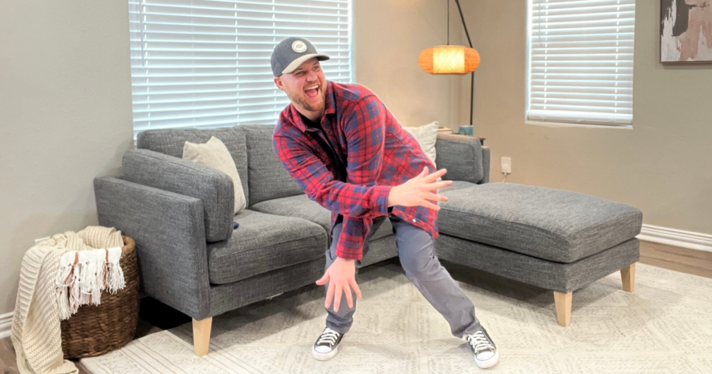 man dancing in living room 