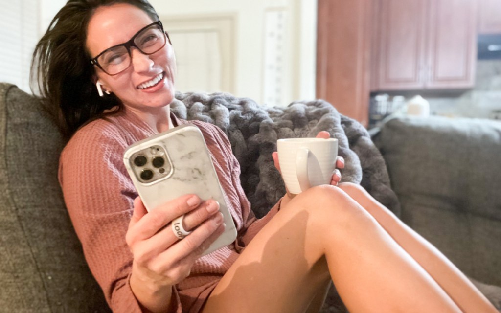 woman listening to audiobook