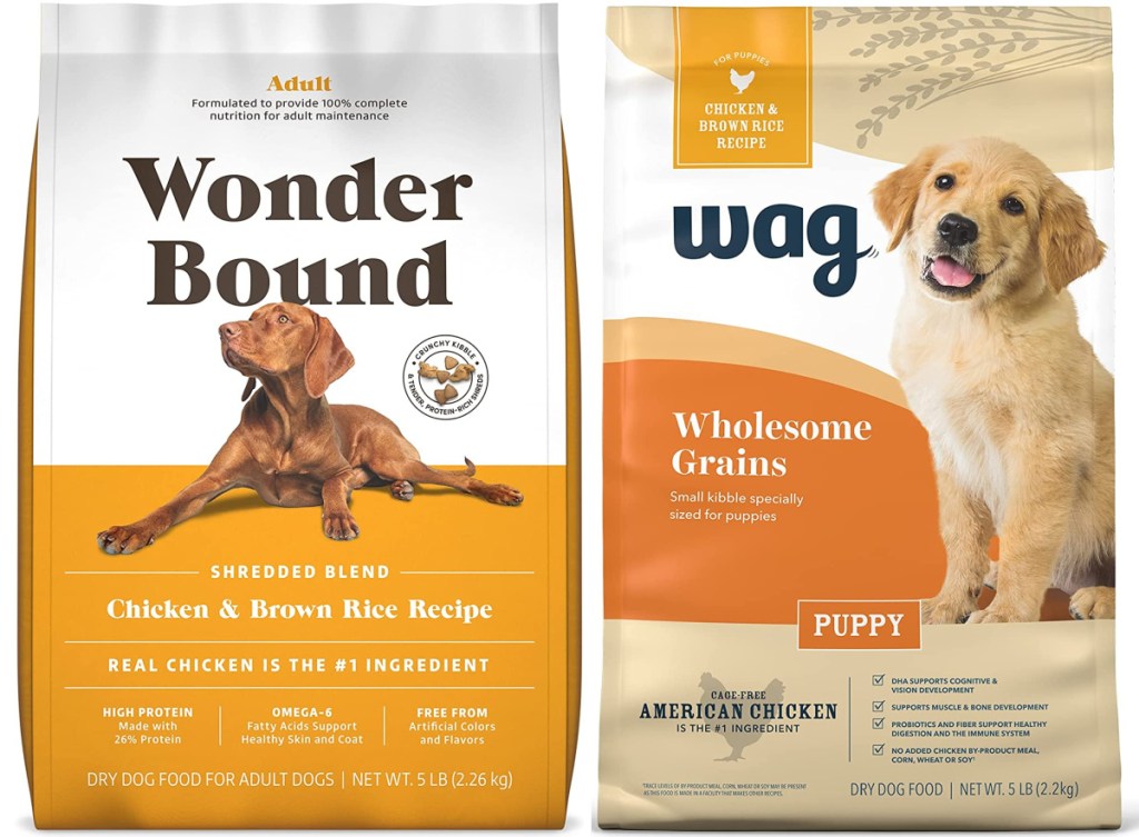 wonder bound dog food and wag wholesome grains puppy food