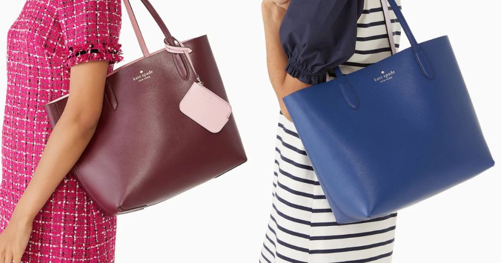 Kate Spade Ava Reversible Tote shown in wine and blue