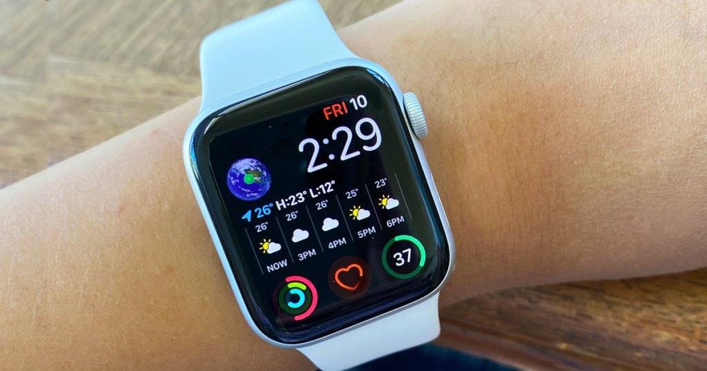 white apple watch on wrist