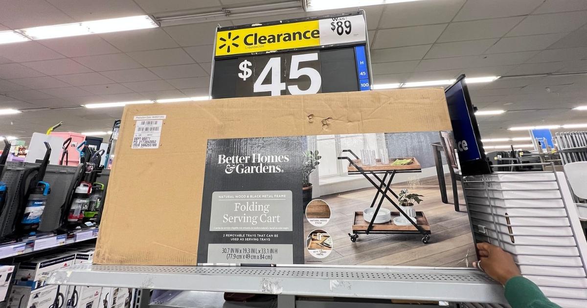 box with better homes and gardens folding serving cart in store