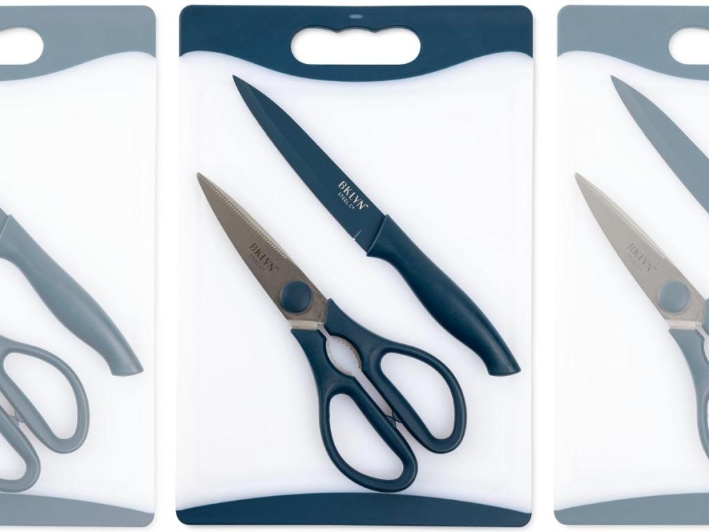 Brooklyn Steel Co. Cutting Board, Knife & Shears 3-Piece Set