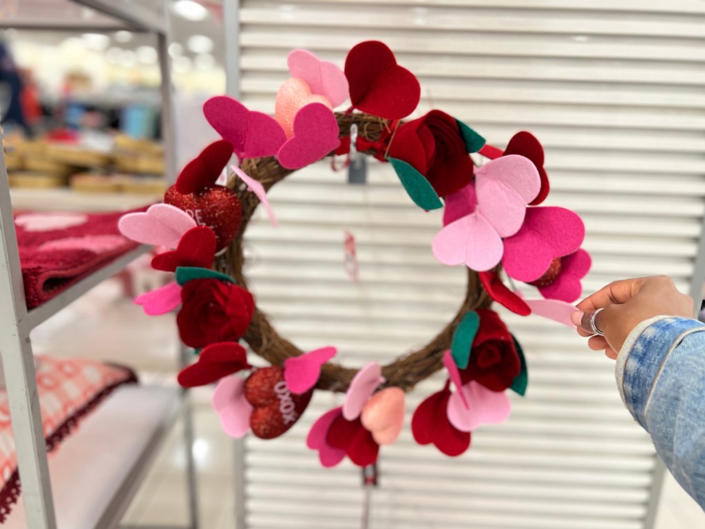 Valentine's Day wreath in store