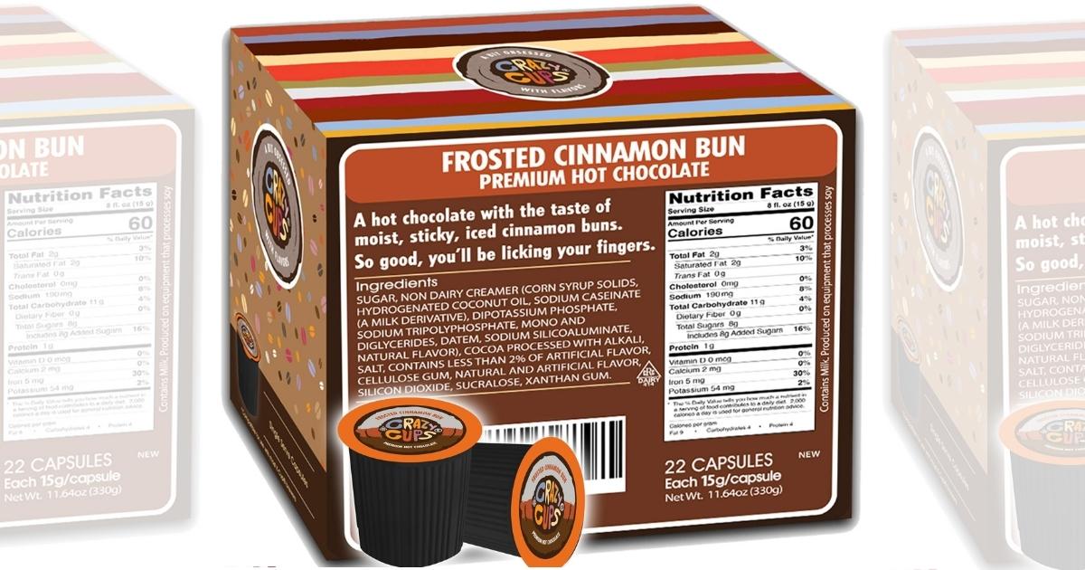 Crazy Cups K-Cup Hot Chocolate 22-Count Box in Cinnamon Bun