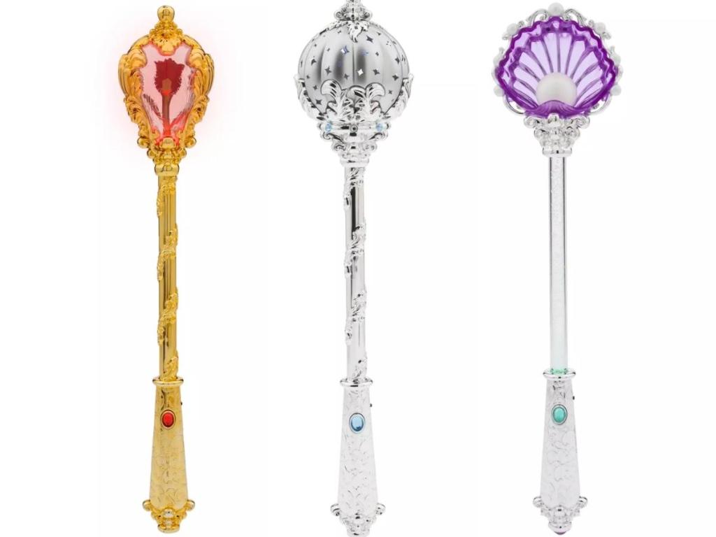 disney princess light up wands for belle, cinderella and ariel