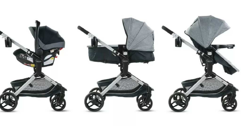 three black strollers 