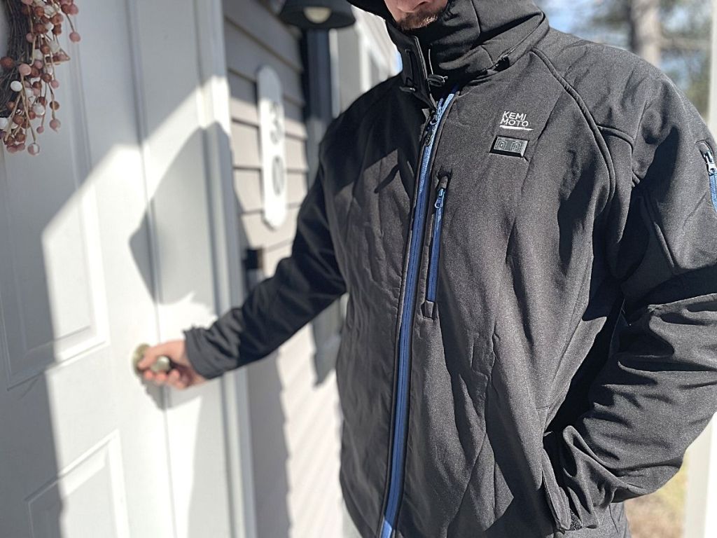 man wearing Kemimoto heated jacket