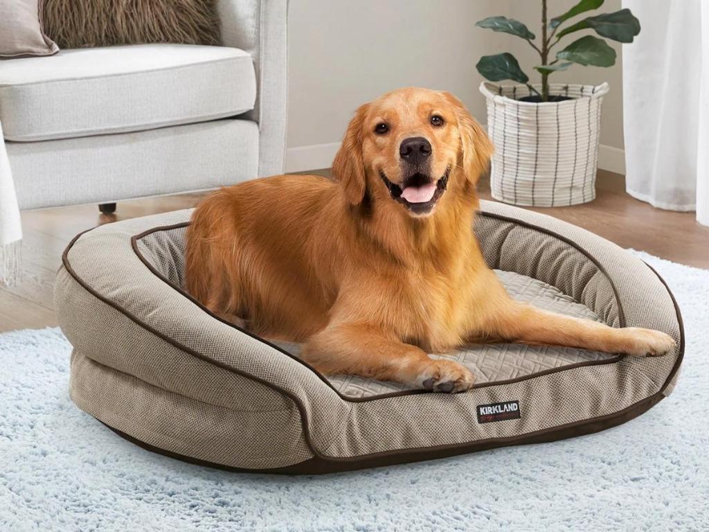 Kirkland Signature Sloped 36"x 40"x 10" Couch Pet Bed, Tan