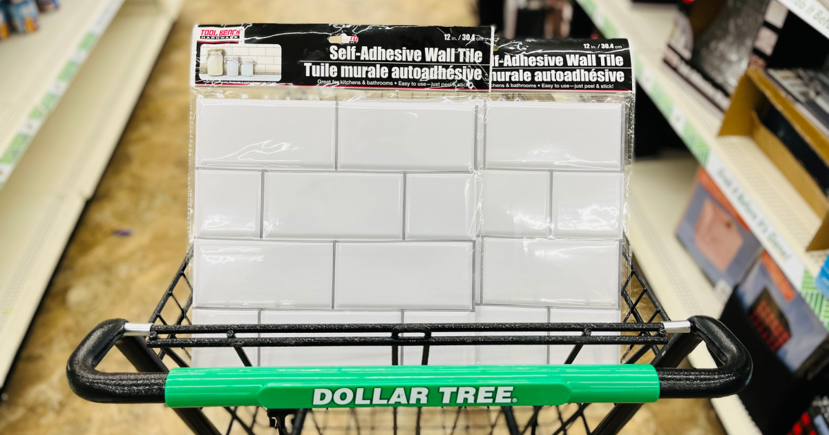packs of peel & stick white subway tiles in store cart