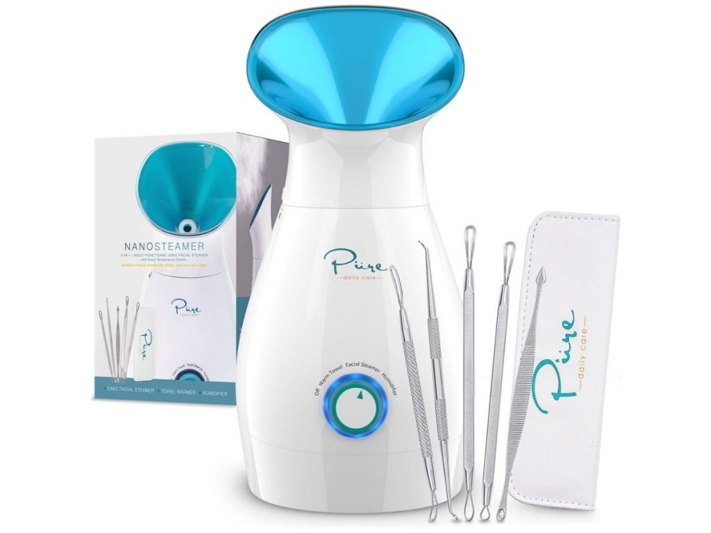 NanoSteamer PRO Professional 4-in-1 Nano Ionic Facial Steamer + Bonus 5-Piece Skin Kit