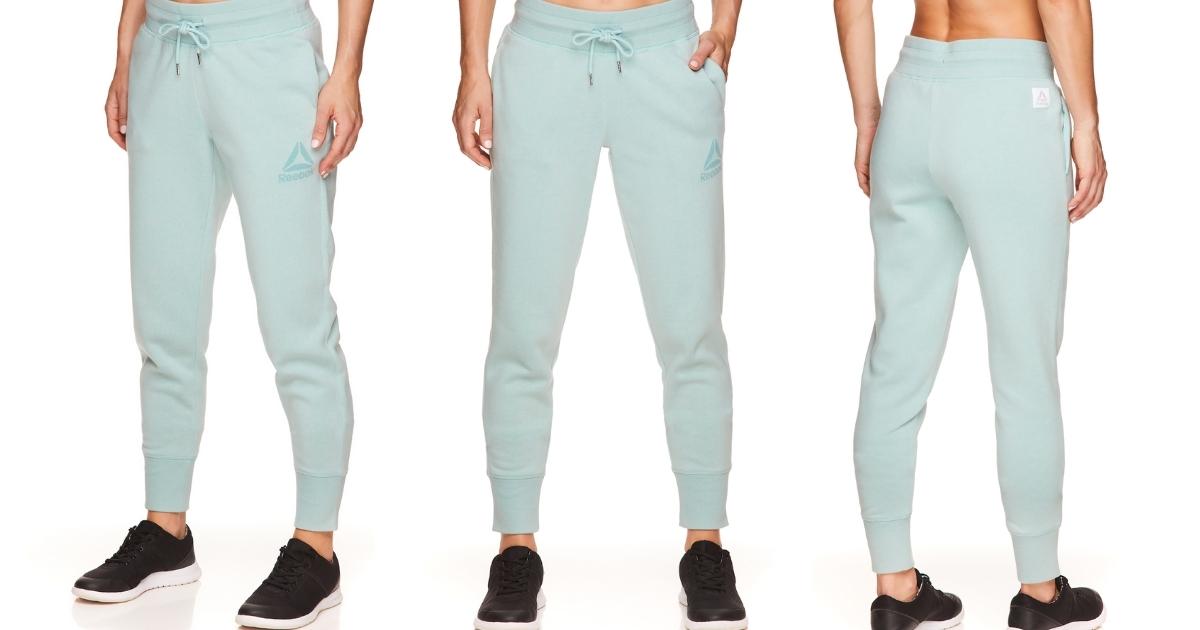 reebok women's cozy fleece joggers in blue