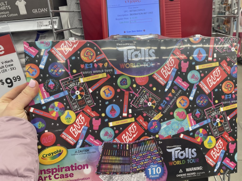 Trolls art set and price checker in store