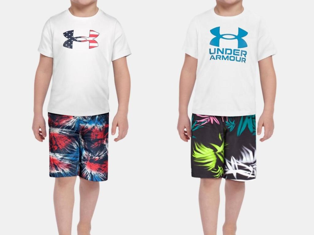 under armour boys fireworks and palm camo rash guard sets