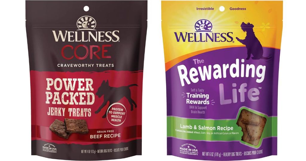 Two bags of Wellness dog treats