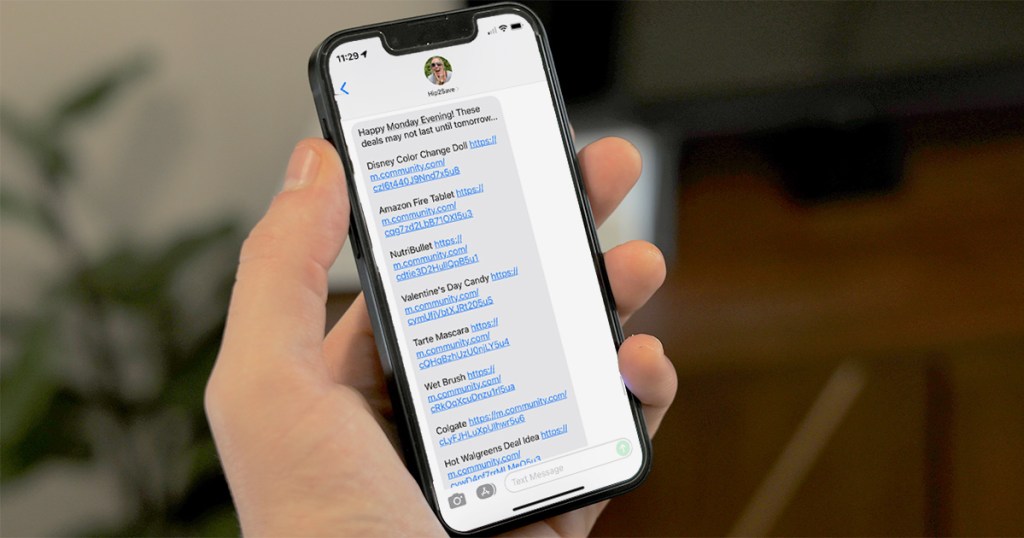 phone in hand hot deal text alerts