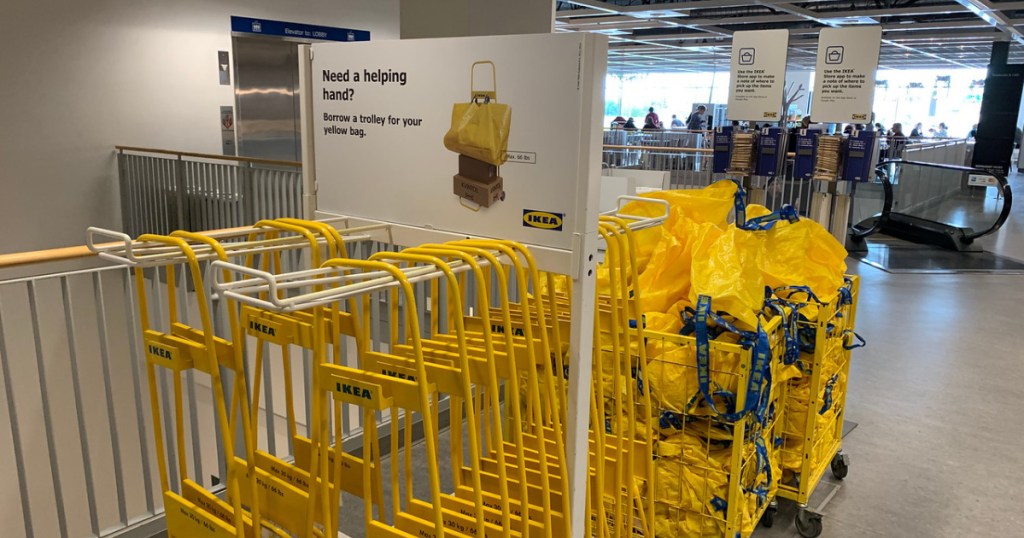 ikea carts and bags display