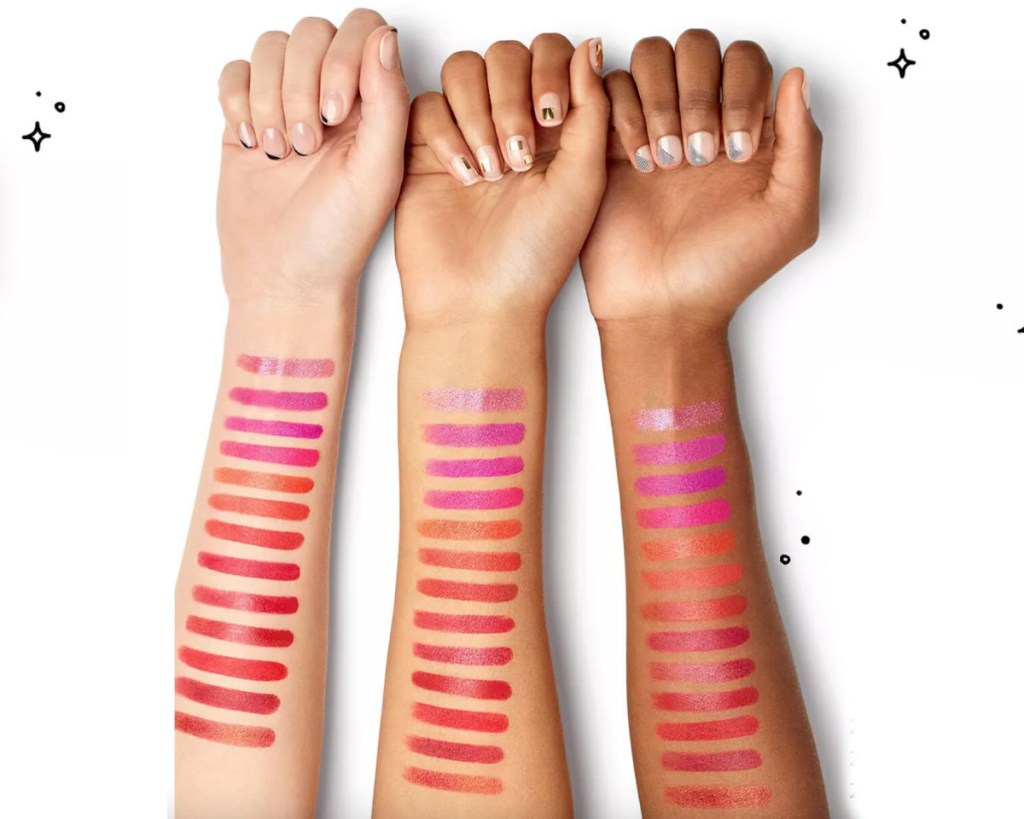 sephora lip shades on arm