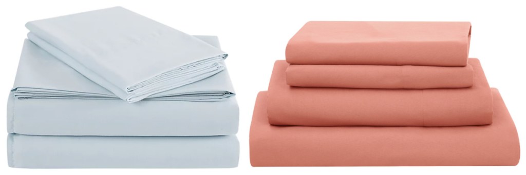 coral and gray sheet sets