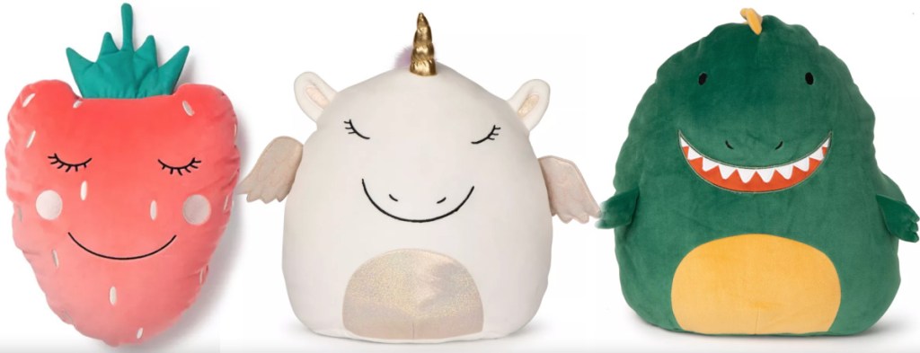 berry unicorn and dragon pillows