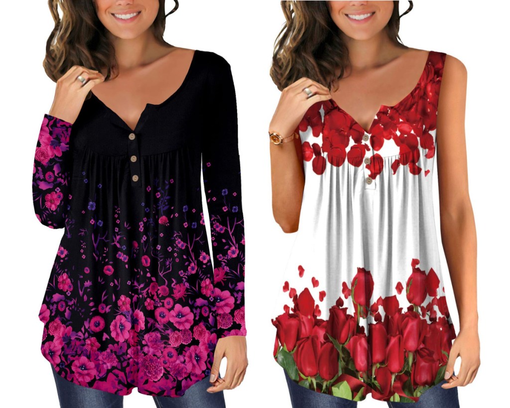 2 womens flowy tops