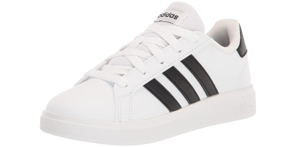 white adidas sneakers with 3 black stripes