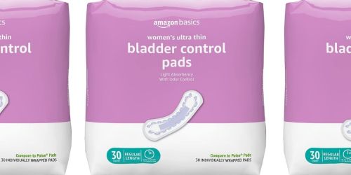 Amazon Basics Bladder Control Pads 30-Pack ONLY 70¢ Shipped
