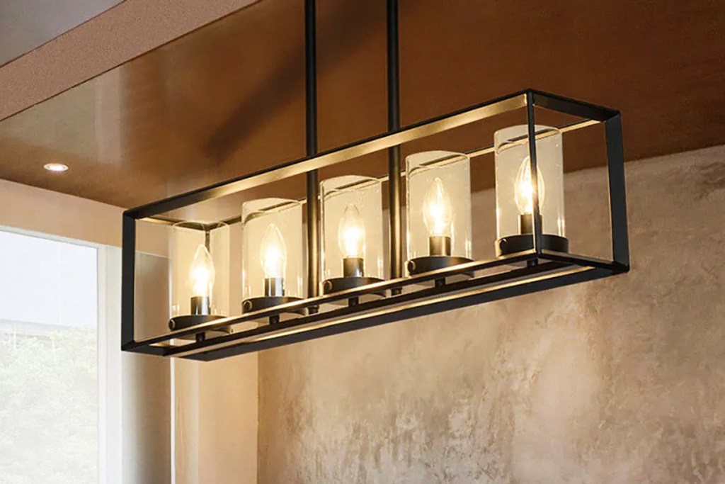 black rectangular lighting pendant