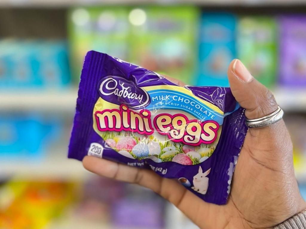 bag of cadbury mini eggs in store
