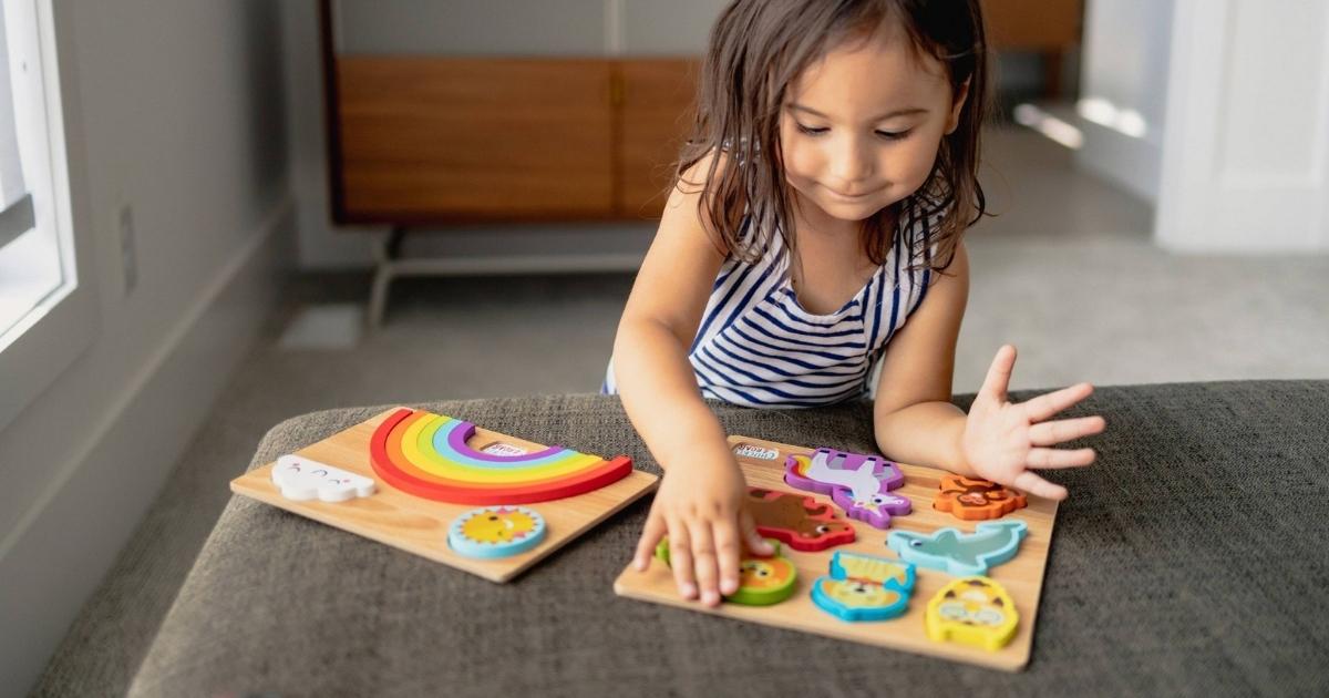 Chuckle & Roar Rainbow & Animals Wooden Kids' Puzzle Set